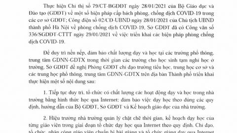 Hà Nội tổ chức dạy và học qua internet để phòng dịch Covid-19