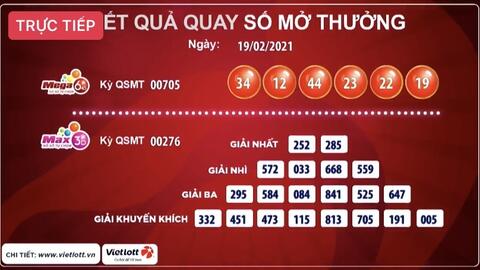 Kết quả xổ số Vietlott Max 3D, Mega 6/45 ngày 19/2: “Tôi trúng, tôi sẻ chia”