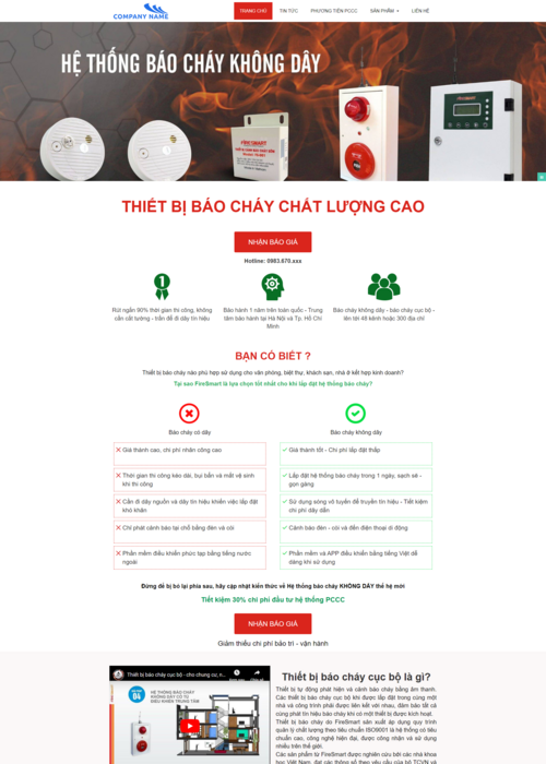 Trang bán hàng thiết bị báo cháy