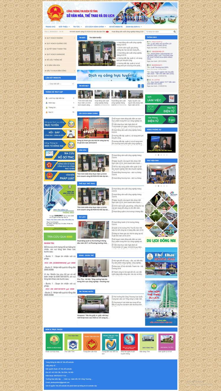 Thiết kế website nhà nước 36 (Sở Văn hóa - Thể thao - Du lịch)