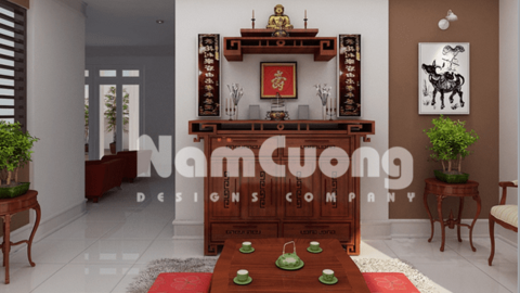 Mẫu thiết kế nội thất phòng thờ hiện đại rộng 15 m2 - PTHD 03 tại Hải Phòng