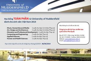 Học bổng toàn phần từ University of Huddersfield dành cho sinh viên Việt Nam 2014