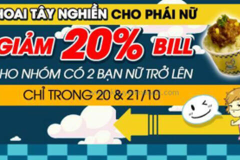mr. potato khuyến mãi 20/10 – tặng khoai tây ghiền, giảm giá 20%