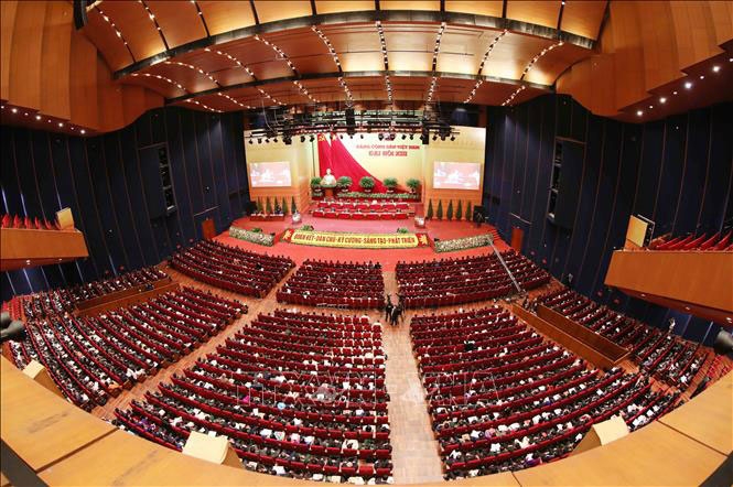 Toàn cảnh phiên thảo luận các văn kiện Đại hội XIII của Đảng tại hội trường Trung tâm Hội nghị quốc gia, sáng 28-1-2021. Ảnh: TTXVN