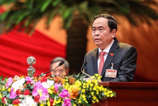 Chủ tịch Ủy ban Trung ương Mặt trận Tổ quốc Việt Nam Trần Thanh Mẫn tham luận tại Đại hội