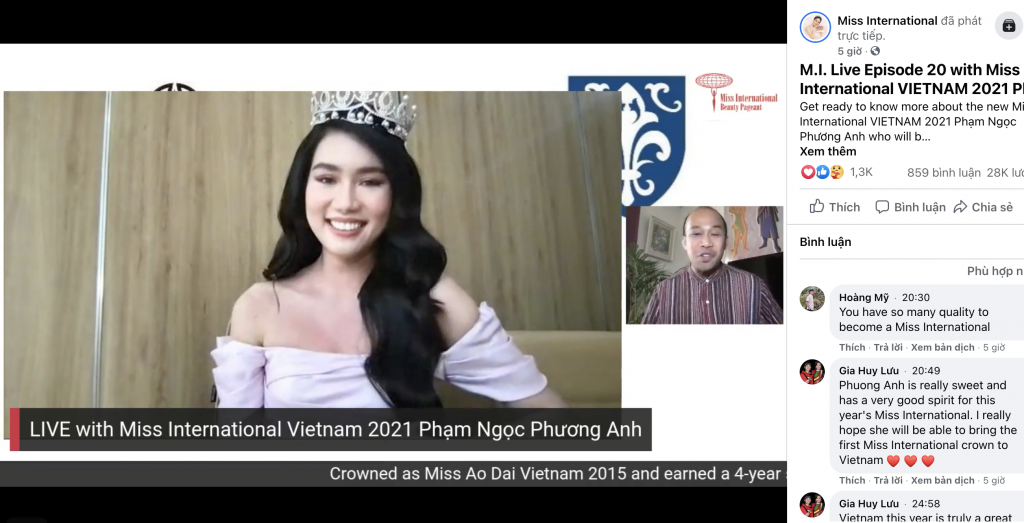 Á hậu Phương Anh trổ tài ngoại ngữ với 3 thứ tiếng trên livestream