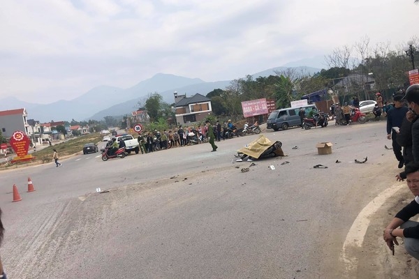 Khu vực xảy ra vụ tai nạn tại ngã tư mới Hợp Châu huyện Tam Đảo
