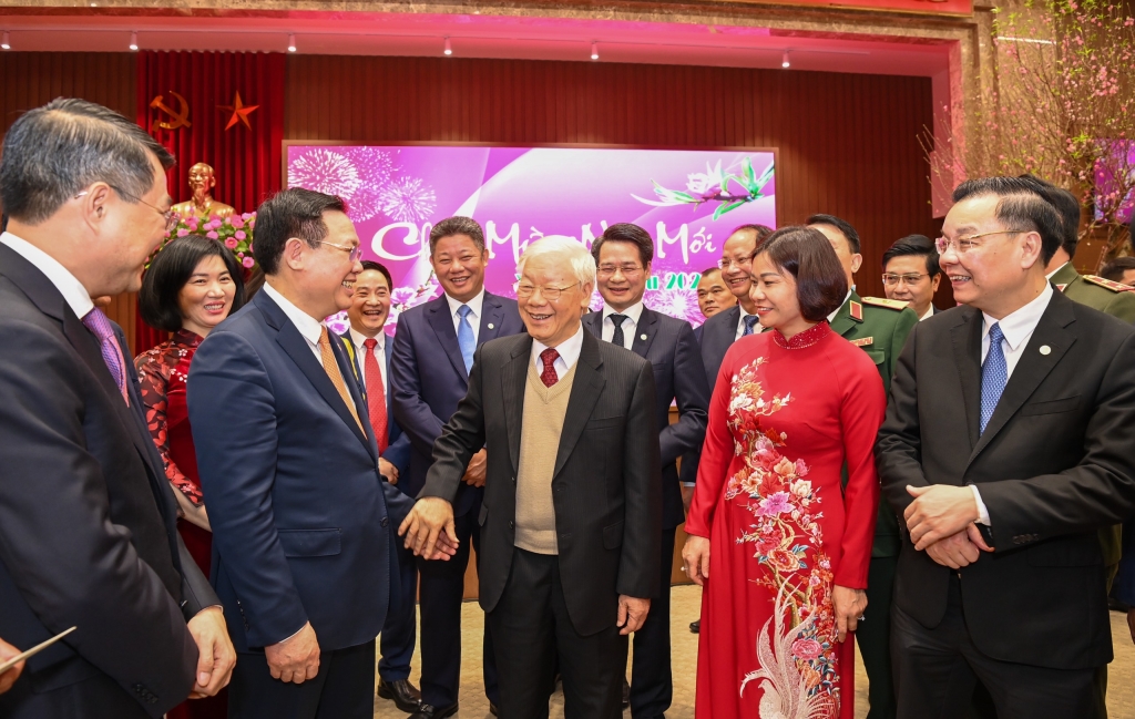 Tổng Bí thư, Chủ tịch nước Nguyễn Phú Trọng chúc Tết Đảng bộ, chính quyền và Nhân dân Thủ đô