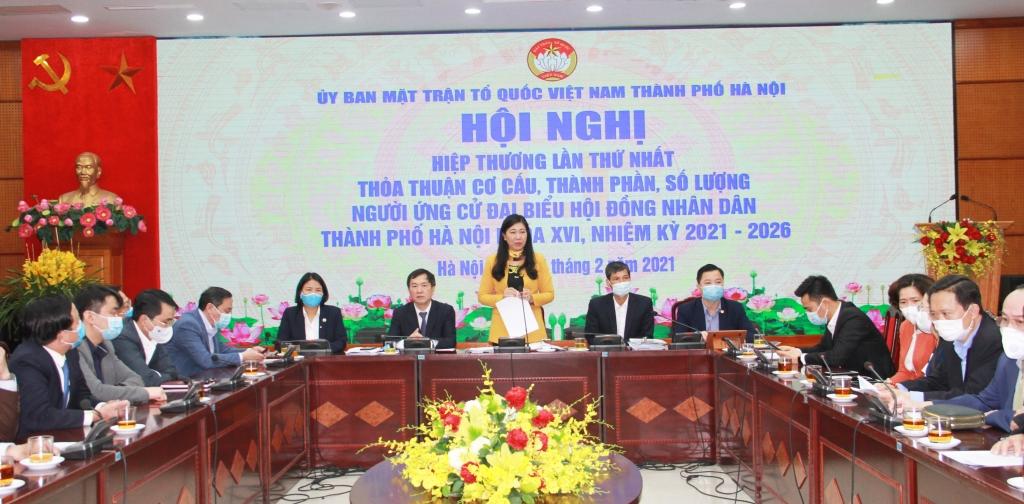 Chủ tịch Ủy ban MTTQ Việt Nam TP Hà Nội Nguyễn Lan Hương chủ trì Hội nghị hiệp thương lần thứ nhất 