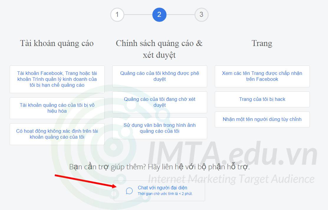 Vào chat với support Facebook